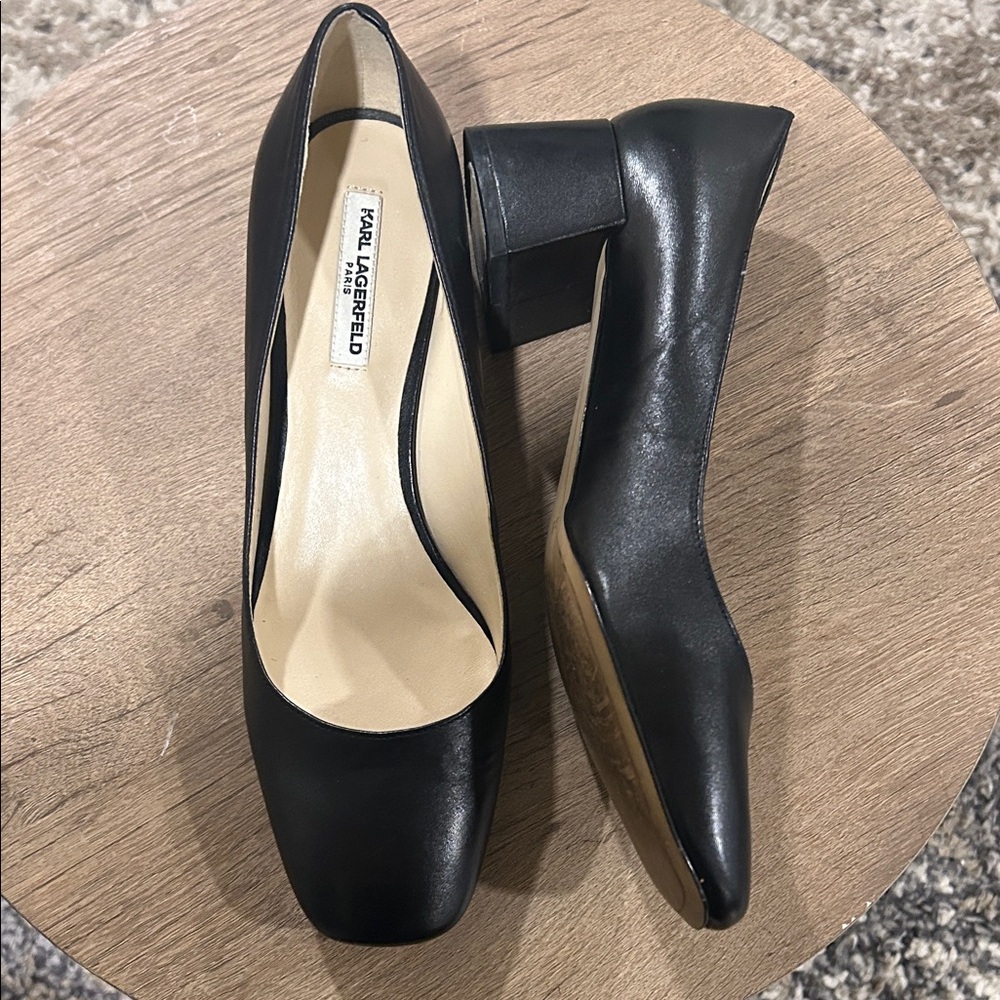 Karl Lagerfeld Black Leather Heels - Picture 5 of 13